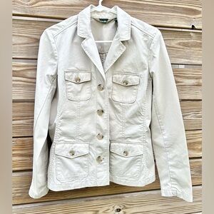 Eddie Bauer Women’s 100% Cotton Field Utility Jacket Tan Size 6 Button Down